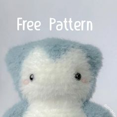 a blue and white teddy bear with the words free pattern