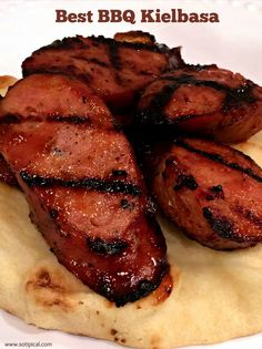 grilled steaks on pita bread with sauce and ketchup are the best bbq kielbasa