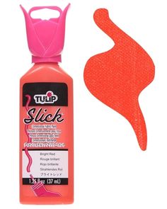 a bottle of neon orange paint next to a bright pink shade on a white background