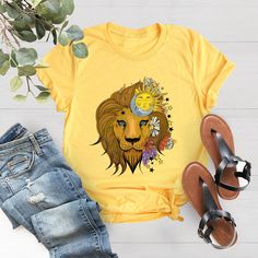 "Lion Flower Shirt, Floral Lion Shirt, Animal Shirts, Lion Lover Shirt, Gift for Her, Animal Lover, Cute Shirts for Women, Graphic Tees BLACK TEXT is used by for Yellow, Heather Peach, White, Light Gray Heather Shirts. WHITE TEXT is used by Other Colored Shirts. Hi! Welcome. It's great to see you here! ☺️  Our shirts are clean, high quality and soft. It is prepared quickly by our boutique.  Ironing and shipped.  Enjoy your shopping!  It is a pleasure for us to help you with your questions and yo Shirts For Women Graphic, Cute Shirts For Women, Lion Flower, Women Graphic Tees, Lion Shirt, Women Graphic, Text Shirt, Thoughtful Gifts For Her, Unique Shirt