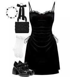 Fancy Outfits Png, Black Dress Aesthetic, Extra Fashion, Make An Outfit, Dark Coquette, 파티 드레스, Feminine Outfit, Formal Style