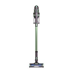 a green and black vacuum cleaner on a white background