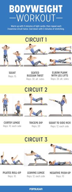 the bodyweight workout poster shows how to do it