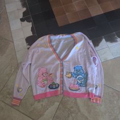 Modcloth Rare Sold Out Stretch Cotton Embroidered Care Bears Cardigan. Matching Skirt And Dress Listed Can Fit 1x-2x Brand New Care Bears Outfits, Care Bear Clothes, Care Bears Dress, Care Bear Sweater, Care Bear Shirt Vintage, Care Bears, Stretch Cotton, Sweater Sizes, Pink Blue