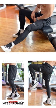 2 in 1 Quick Dry Men's Outdoor Sports & Fitness Joggers - Men's Fitness Apparel, Men's Workout Bottoms | Vivinch Casual Cheap Men's Activewear, Cheap Men's Activewear For Jogging, Cheap Men's Activewear For Light Sports, Men's Workout Clothes Gymshark, Affordable Men's Athleisure Activewear, Affordable Men's Training Activewear, Cheap Men's Streetwear Activewear, Cheap Men's Sporty Activewear, Cheap Men's Training Activewear