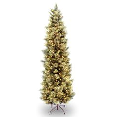 a white christmas tree with lights on it