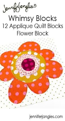 an image of a flower block with the words whimsy blocks 12 applique quilt blocks