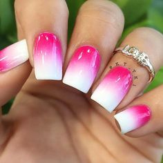 Pink And White Ombre Nails, White Ombre Nails, Pink And White Ombre, Glittery Nails, Ombre Nail Designs, White Ombre, Dipped Nails