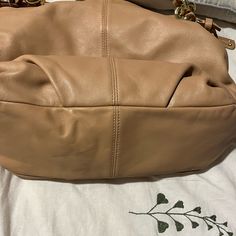 Beautiful Tan Leather Coach Bag. New Never Used! Priced To Sell Coach Shoulder Bag With Removable Pouch For On-the-go, Double Handle Shoulder Bag With Gold-tone Hardware For Errands, Gold-tone Tote Satchel For Errands, Coach Top Handle Hobo Bag For Everyday, Everyday Coach Hobo Bag With Top Handle, Leather Bags With Gold-tone Hardware For Errands, Daily Use Coach Pouch Bag, Coach Beige Shoulder Bag With Dust Bag, Beige Coach Shoulder Bag With Dust Bag