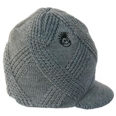 a gray knitted hat on a white background