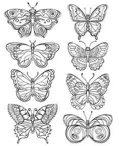 butterfly coloring pages for adults and children with butterflies in black and white royaltyvectors