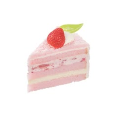 a piece of cake with a strawberry on top