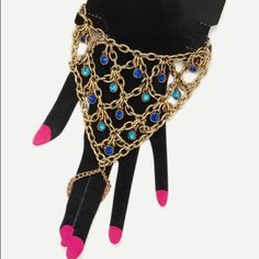 Super Cute Statement Piece Can Be Worn On Foot Or Hand Bohemian Metal Bracelets For Party, Multicolor Chain Bracelets For Party, Chunky Cuff Bracelet, Betsey Johnson Bracelet, Butterfly Charm Bracelet, Valentines Bracelets, Faux Pearl Bracelet, Blue Beaded Bracelets, Genuine Leather Bracelet