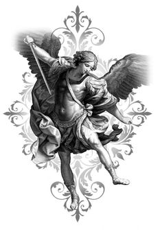 Angelic Tattoo Designs, Arcangel Michael Tattoo, Inevitable Tattoo, Archangel Tattoo Design, Michael Archangel Tattoo, Statue Tattoo Design, Christus Tattoo, Guardian Angel Tattoo Designs, Archangel Michael Tattoo