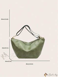 Bird in Bag - Hobo Bag with Large Capacity, Stylish and Fashionable Shoulder/Crossbody Bag Large Capacity Green Crossbody Hobo Bag, Eco-friendly Hobo Shoulder Bag For Daily Use, Green Crossbody Hobo Bag For On-the-go, On-the-go Crossbody Hobo Bag With Leather Handles, Crossbody Hobo Bag With Gunmetal Hardware For On-the-go, Cleaning Materials, Style Minimalist, Hobo Bag, Bag Straps