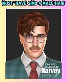 a man with glasses and a mustache is featured in the video game, hair and mustaches harvey