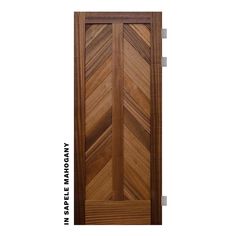 a wooden door with an arrow pattern on the front and side panel, which is made out of wood