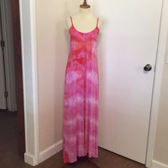 This Is A Brand New Love Tanjane Dress. Soft And Stretchy Material. Intentionally Raw Edges. Slightly Higher In The Front Than The Back. Measures 14.5 Inches Across The Bust And Is About 55 Inches In Length On The Front Side And 59 Inches In Length On The Backside. Made In Southern California And Hand Dyed. Price Is Firm. Thanks For Looking. Pink V-neck Sundress Maxi Dress, Fitted Summer Maxi Dress For Daywear, Feminine Pink Maxi Dress, Summer Daywear Fitted Maxi Dress, Feminine Pink Summer Dresses, Pink Sleeveless Summer Maxi Dress, Casual Sleeveless Pink Maxi Dress, Casual Pink Sleeveless Maxi Dress, Flowy Sleeveless Pink Sundress