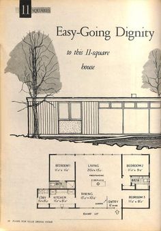 an old house with plans for the front and back of it, in black and white