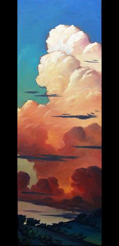 an oil painting of clouds in the sky