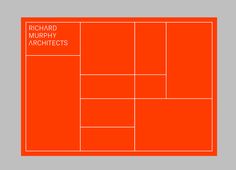 an orange poster with the words richard murphy architectures on it's back side