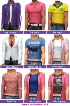 many different types of clothes for males and females in the game, including one with short sleeves