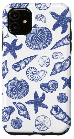 an iphone case with shells on it