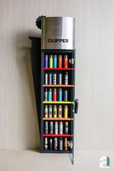 a display case with many different types of toothbrushes