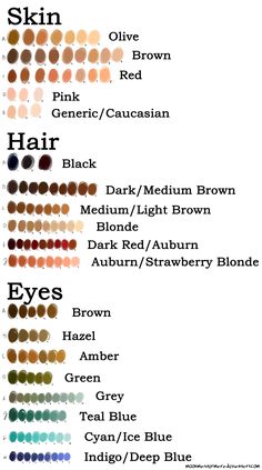 the different shades of hair are shown in this chart