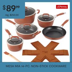 a group of pots and pans on sale with the price $ 89 99 reg $ 350 00