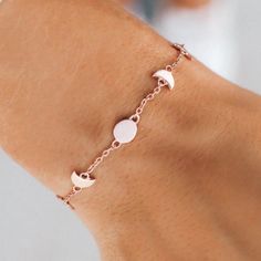 This Brand New Bracelet Is Originally From Pura Vida Bracelets! Color: Rose Gold -- .925 Sterling Silver W/ Rose Gold Plating Chain: 7.25" With 1" Extension Full Moon Charms: 7mm Diameter Half Moon Charm: 7mm (H) X 4.2mm (W) Make Me An Offer!! Dainty Pink Bracelet With Adjustable Chain, Dainty Pink Bracelets With Adjustable Chain, Pink Dainty Bracelet With Adjustable Chain, Nickel-free Rose Gold Sterling Silver Bracelets, Pink Adjustable Chain Charm Bracelet, Delicate Pink Round Bracelets, Minimalist Pink Round Bracelet, Pink Sterling Silver Round Bracelets, Pink Round Sterling Silver Bracelets