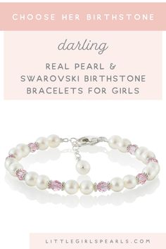 When you're far apart from your loved ones, it's nice to send a little sparkle their way - to let them know your'e thinking about them. With sizing newborn through adult, you're sure to find the perfect gift with the perfect fit. Personalized with her very own sparkly birthstone to make it extra special. Each piece comes gift wrapped in a pretty pink jewelry box to protect their heirloom gift.
https://littlegirlspearls.com/collections/pearl-bracelets/products/darling-pearl-and-crystal-bracelet Pearl Jewelry For Birthday And Mother's Day, Pearl White Crystal Bracelet As Gift, Pearl White Crystal Bracelet Gift, Pearl White Crystal Bracelet For Gift, Silver Crystal Pearl Bracelet Gift, Hypoallergenic Pearl Bracelet For Birthday, Elegant Crystal Jewelry For Birthday, Classic Sterling Silver Crystal Bracelet As Gift, Elegant Birthstone Crystal Bracelet For Birthday