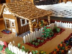 a gingerbread house made to look like a farm