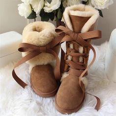 Stay warm and stylish this winter with our High Snow Boots Fur Wool Women's Winter Boots! With a - Golden Atelier Beige Flat Heel Lace-up Boots For Winter, Ugg Style Boots, Boots For Winter, Doc Martens Boots, Fur Shoes, Vegan Boots, Wool Winter, Sheepskin Boots, Shearling Boots