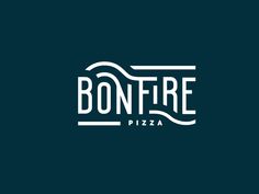 the logo for bon fire pizza, which is designed to look like an ocean wave