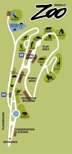 a map showing the location of zoos