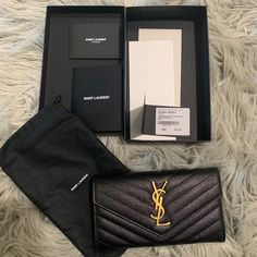 Brand New - Never Used Ysl Black Leather Classic Envelope Style Wallet With Gold Emblem. Original Packaging And Tags. Hurry Get In Style With This Classic Wallet! Designer Wallets, Michael Kors Monogram, Wallets For Women, Luxury Bags, Yves Saint Laurent, Saint Laurent