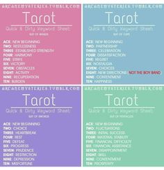 four different types of tarot labels with the words tarot and other things on them