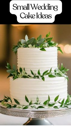 charming and intimate small wedding cakes Wedding Cake Designs Simple, One Tier Cake, Homemade Wedding Cake, Watercolor Wedding Cake, Black And Gold Cake, Two Layer Cakes, Wedding Cake Tops, Small Wedding Cakes, Homemade Wedding