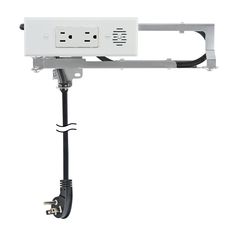 an electrical device with two wires attached to the back of it, on a white background