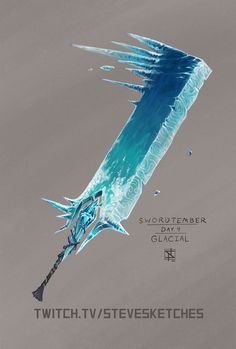 Ice Magic Fantasy Art, Dnd Greatsword, Magic Greatsword, Ice Concept Art, Fantasy Greatsword, Ice Art, Props Art