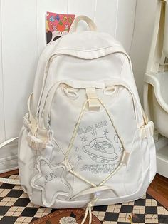 Bird in Bag - Embroidered Classic Backpack Design with Cute Accents Preppy Bags, Backpack Design, Embroidered Backpack, Style Preppy, Embroidered Bag, Classic Backpack, Designer Backpacks, Bird In Bag, Color White