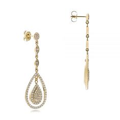 101236 18k Yellow Gold Earrings   216 Diamonds - 1.52 ctw   Clarity: VS2 - Color: F-G   Joseph Jewelry. These elegant dangle earrings are teardrop-shaped and feature round brilliant cut diamonds pave set in yellow gold. They were created for a client from Mercer Island, WA, who came into our Bellevue, WA showroom to share her ideas and preferences with us. We turned the information she gave us into this unique design, and once she approved our outlines, we put the set into production.       Diam Diamond Cut Teardrop Chandelier Earrings, Brilliant Cut Drop Linear Earrings In Fine Jewelry Style, Brilliant Cut Drop Linear Earrings, Drop Diamond Earrings With Prong Setting, Diamond Teardrop Drop Earrings In Yellow Gold, Mercer Island, Yellow Gold Earrings, Diamond Dangle Earrings, Round Brilliant Cut Diamond