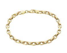 a gold chain bracelet on a white background