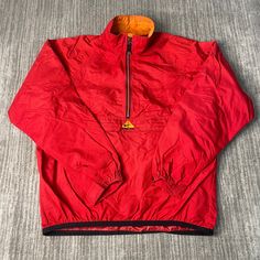 Vintage 90s Nike ACG Outdoors Trail Hiking Stitched Embroidered 1990s Fashion Basic Essential Red Half Zip Pullover Light Jacket Medium Men  Condition: Fair Used Condition  = Flaws On The Sleeve Cuffs Due To Age And Wear Measurements: Please see photos above for all measurements IF YOU BUY TWO OR MORE ITEMS USE THE CODE BUNDLE @ CHECK TO SAVE 20% WE SHIP WITHIN 24 HOURS AFTER PURCHASE! Please be aware that we do not offer free returns!! The Buyer is responsible for the cost of the return label. Vintage Red Windbreaker For Fall, Red 90s Style Long Sleeve Windbreaker, 90s Style Red Long Sleeve Windbreaker, Red 90s Long Sleeve Windbreaker, 90s Red Long Sleeve Windbreaker, Trail Hiking, 90s Nike, 1990s Fashion, Nike Acg