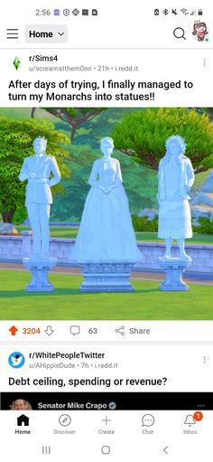 an image of some statues in the park with caption that reads, after days of trying i finally managed to turn my monarchs into statue