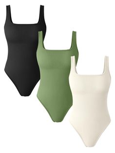 PRICES MAY VARY. Great stretchy fabric: 90% Nylon, 10% Spandex.Super soft and stretchy.Package content:3* Bodysuit Sexy Ribbed Square Neck Bodysuits, flattering square neckline, sleeveless, wide set straps simple in design,don’t see through, Best womens, ladies and teen girl clothes. Knit Ribbed Seamless Design,gives you maximum freedom of movement. High elasticity and snap-button fastening at the bottom making this bodysuit very easy to wear. Moisture-wicking, breathable and stretchy fabric kee Black Peas, Oc Outfits, Casual Bodysuit, Body Suits, Tank Bodysuit, Lounge Lingerie