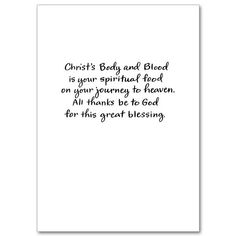 a card with the words, christ's body and blood is your spirit