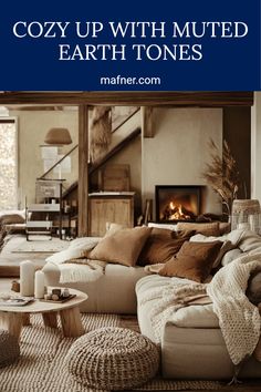 This pin showcases cozy home decor ideas featuring muted earth tones like beige and green to make your living space warm and inviting. It includes tips on using natural colors effectively.