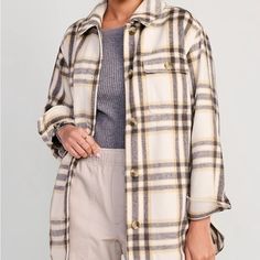 100% Polyester Spread Collar Buttoned Cuffs Full Button Front Button-Flap Chest Pocket Shacket Women, Chore Jacket, Navy Jackets, Plaid Jacket, Zipper Jacket, Old Navy Women, Women's Coats & Jackets, Henley Shirts, Printed Pants